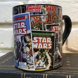 Star Wars Ceramic Mug Black Multi-Color Comic Book Design 14oz